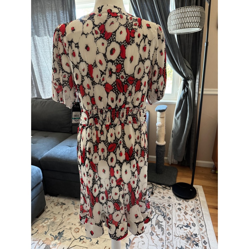 NWT KARL LAGERFELD PARIS Women's Crinkle-Chiffon Printed Dress Size 16 - Picture 4 of 7